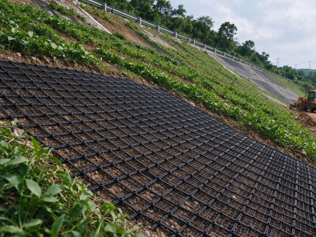 公路边坡土工格栅铺设