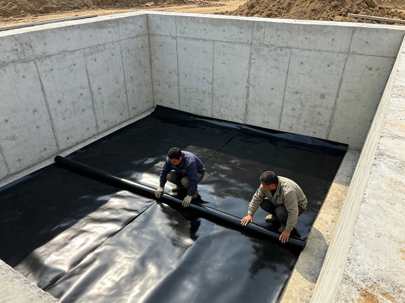蓄水池土工膜施工方案_水池防渗膜施工