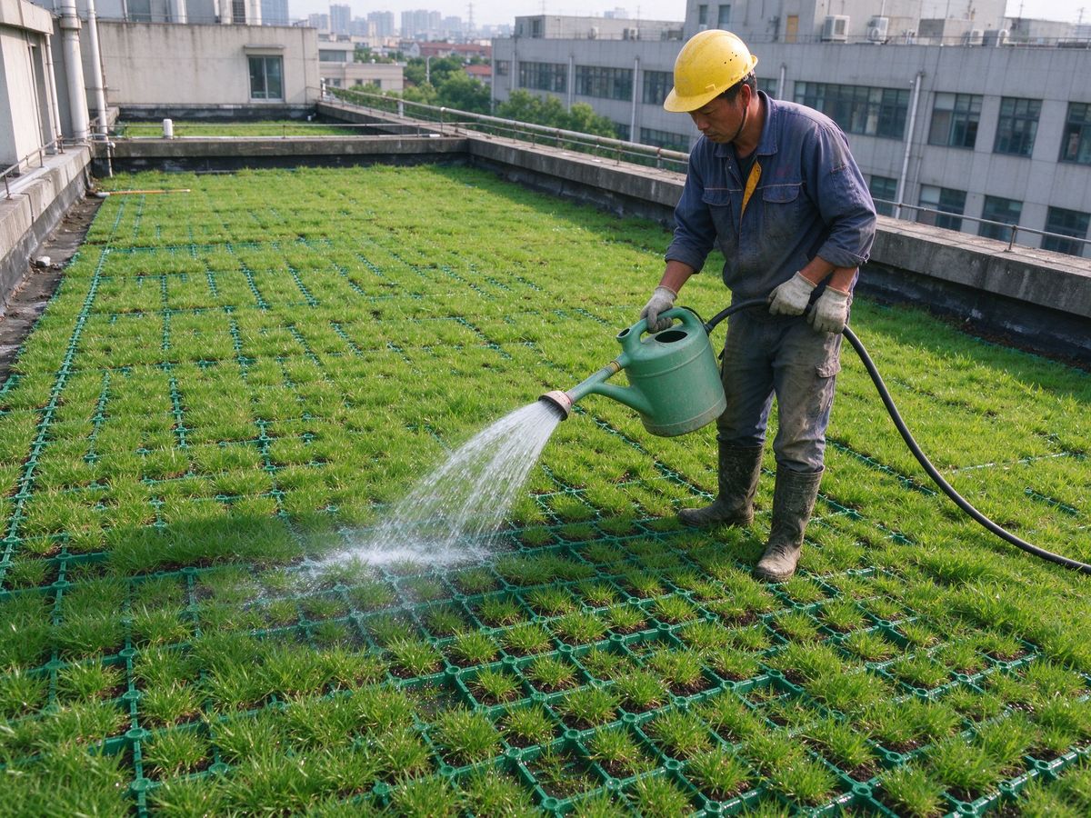 植草格屋顶绿化养护与浇水管理