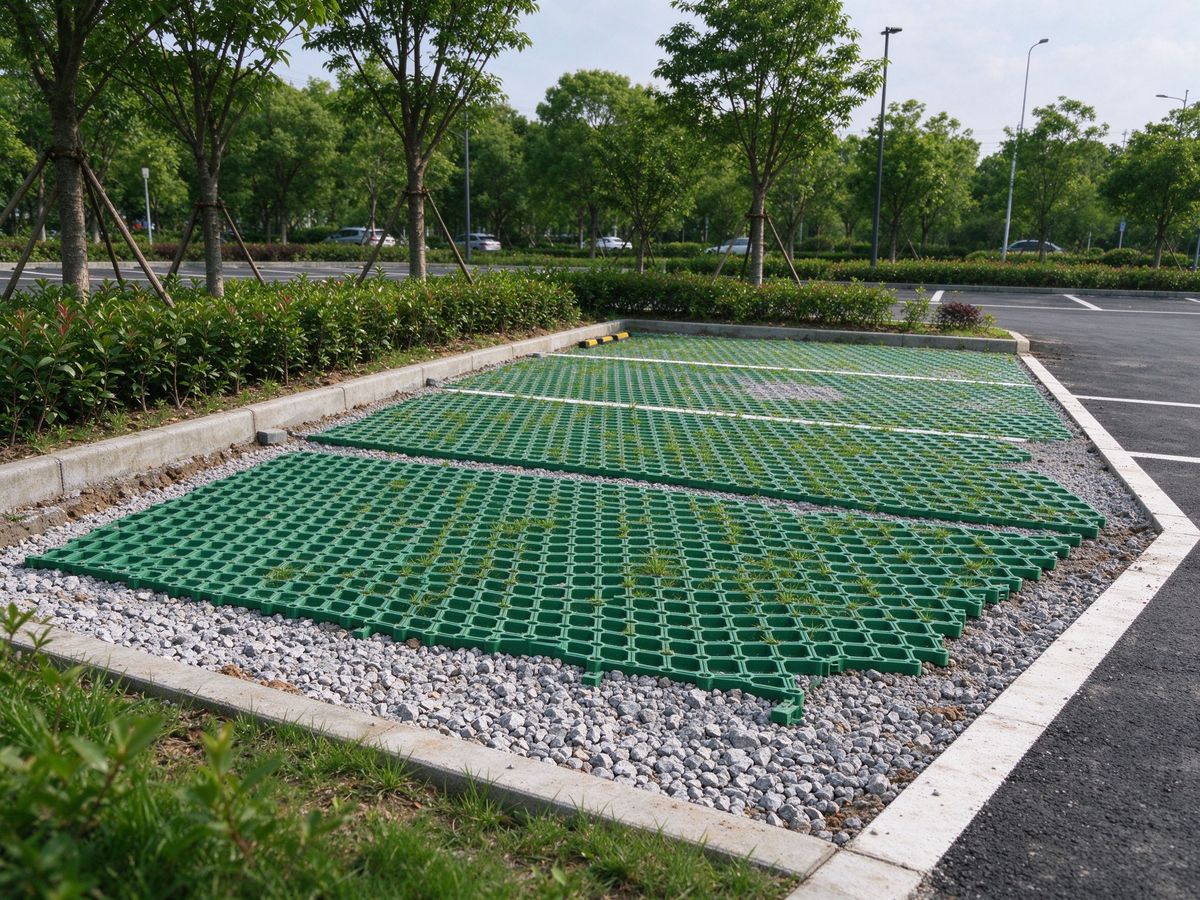 停车场植草格基层施工与绿化停车